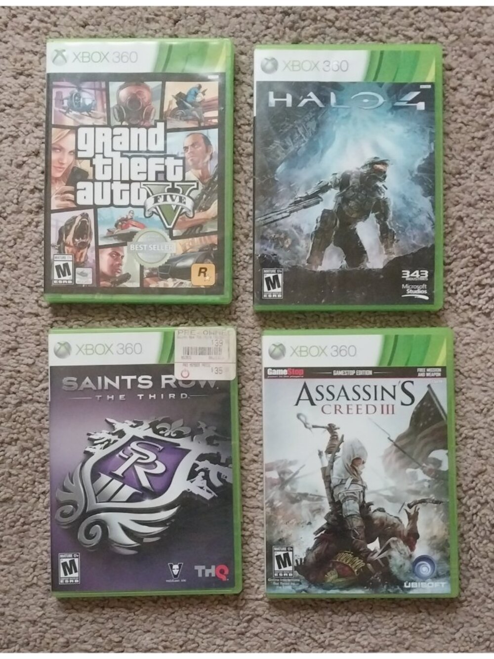 Xbox 360 Games Lot GTA 5 Saints Row 3 Halo  Assassins Creed 3